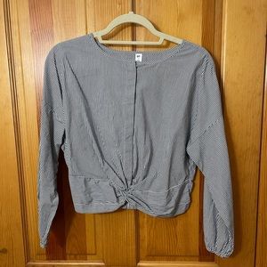 BP Black and White Striped Cropped Blouse Size S